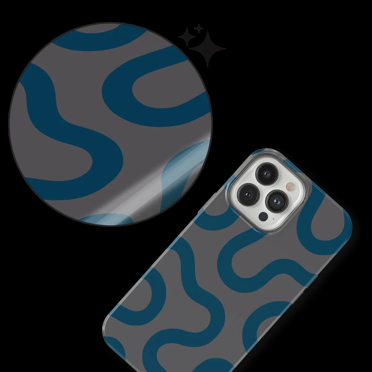 Motion Flow - Shadow Waves - Grey/Blue for iPhone 12 Pro