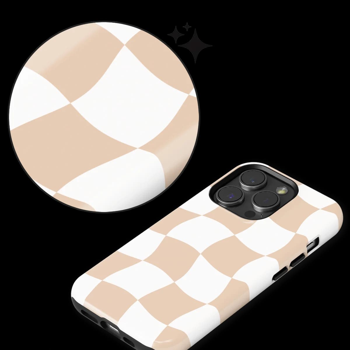 Checkered Warp - Linen Grid - Brown/White/Multicolor for iPhone 14 Pro