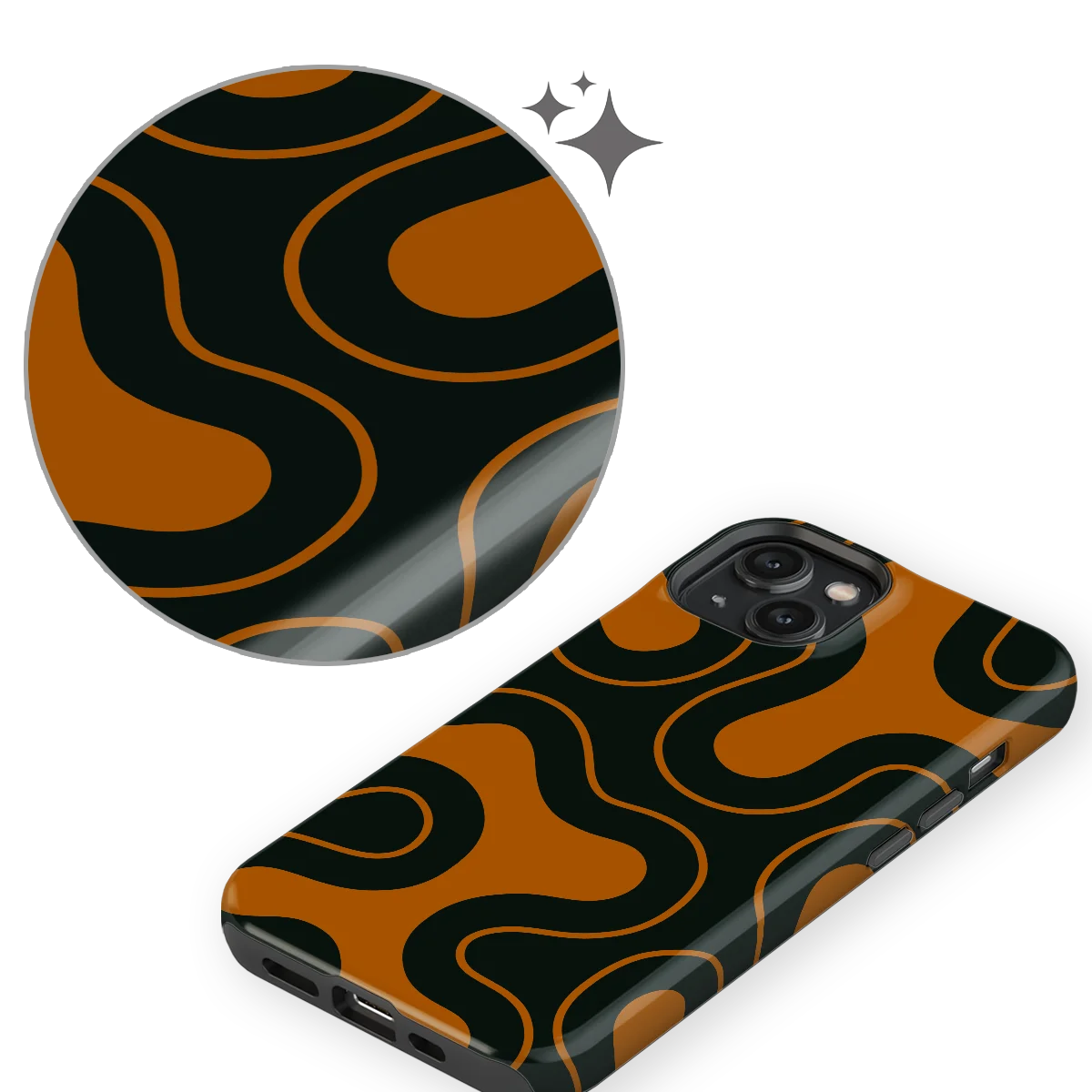 Motion Flow - Organic Circuit - Orange/Black for iPhone 15 Plus