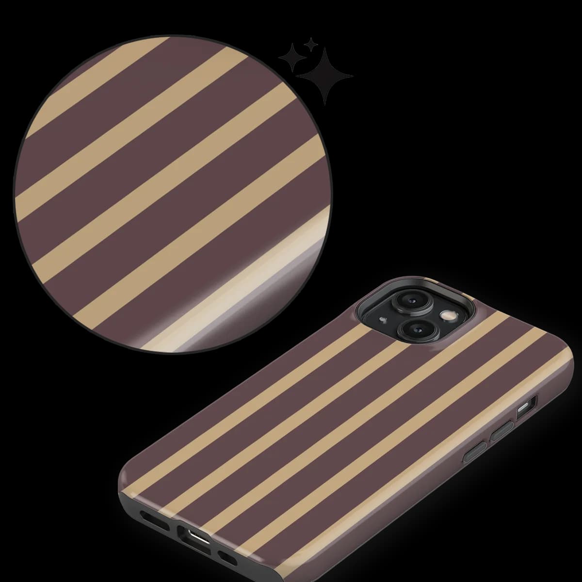 Stripes - Velvet Praline - Purple/Brown/Multicolor for iPhone 15 Plus