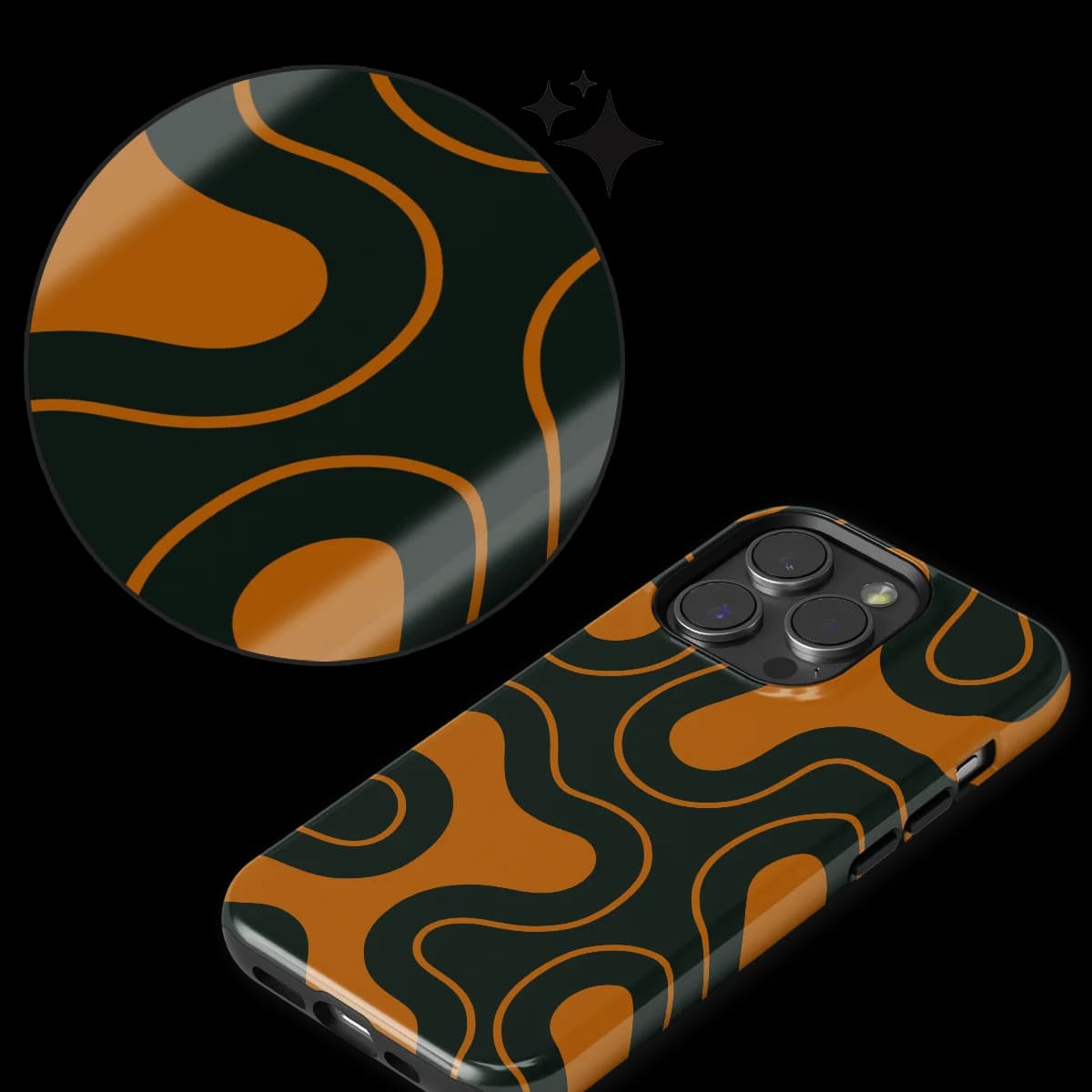 Motion Flow - Organic Circuit - Orange/Black for iPhone 15 Pro