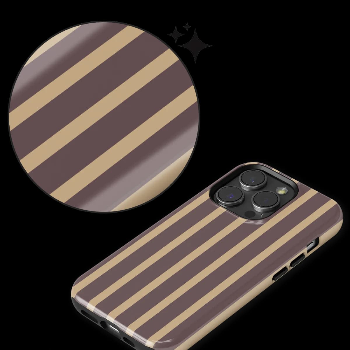 Stripes - Velvet Praline - Purple/Brown/Multicolor for iPhone 15 Pro