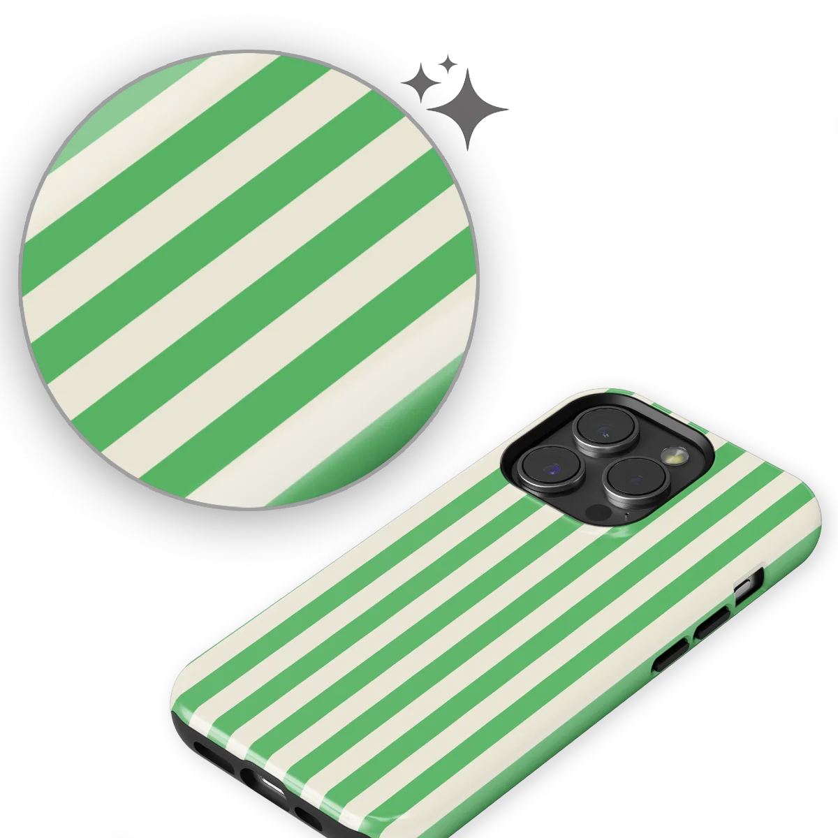 Stripes - Pistachio Cream - Beige/Green/Multicolor for iPhone 15 Pro Max