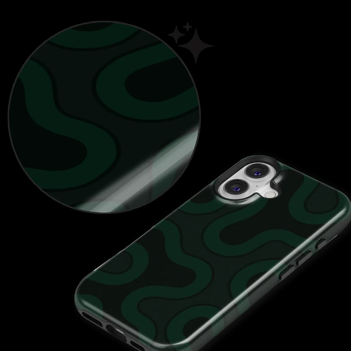 Motion Flow - Dark Drift - Black/Green for iPhone 16