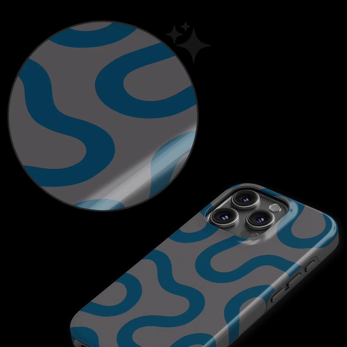 Motion Flow - Shadow Waves - Grey/Blue for iPhone 16 Pro Max