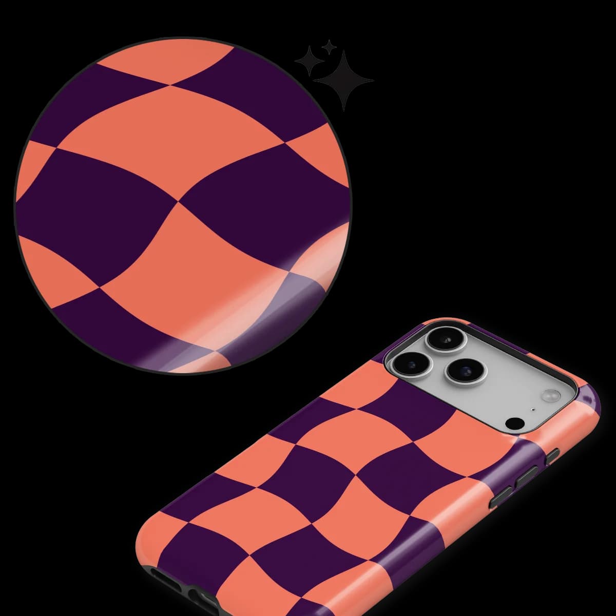 Checkered Warp - Check Flame - Purple/Pink/Multicolor for iPhone 17 Pro Max