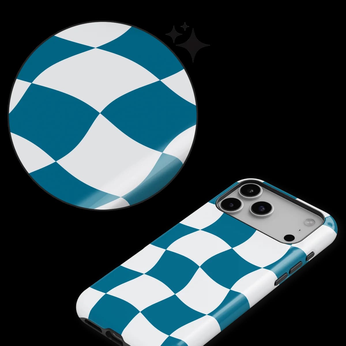 Checkered Warp - Frozen Motion - Blue/White/Multicolor for iPhone 17 Pro Max