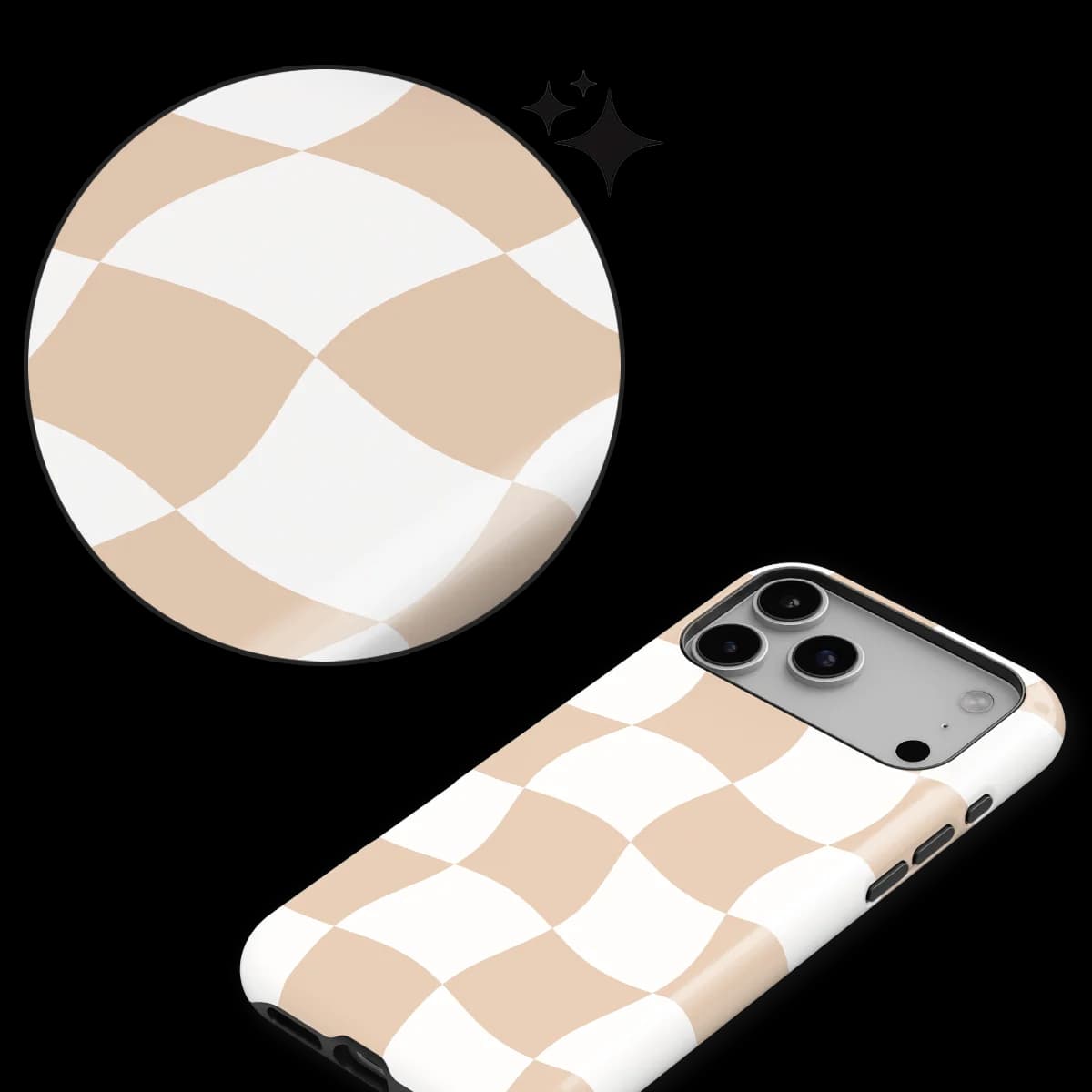Checkered Warp - Linen Grid - Brown/White/Multicolor for iPhone 17 Pro Max
