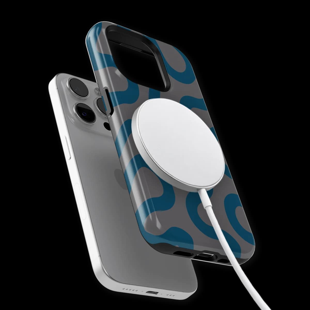 Motion Flow - Shadow Waves - Grey/Blue for iPhone 14 Pro