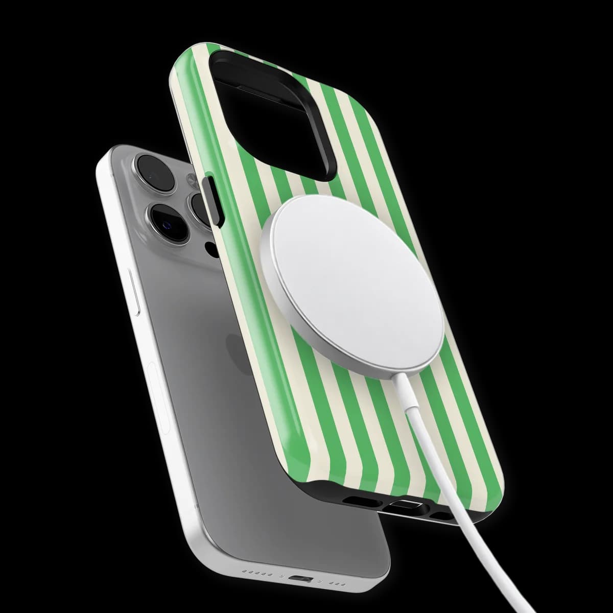 Stripes - Pistachio Cream - Beige/Green/Multicolor for iPhone 14 Pro