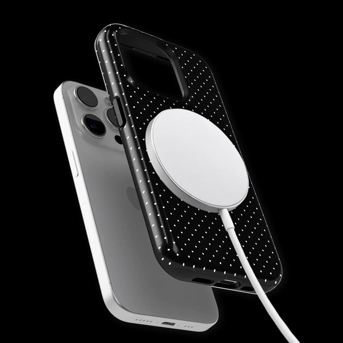 Micro Polka - Mono Chic - Black for iPhone 15 Pro