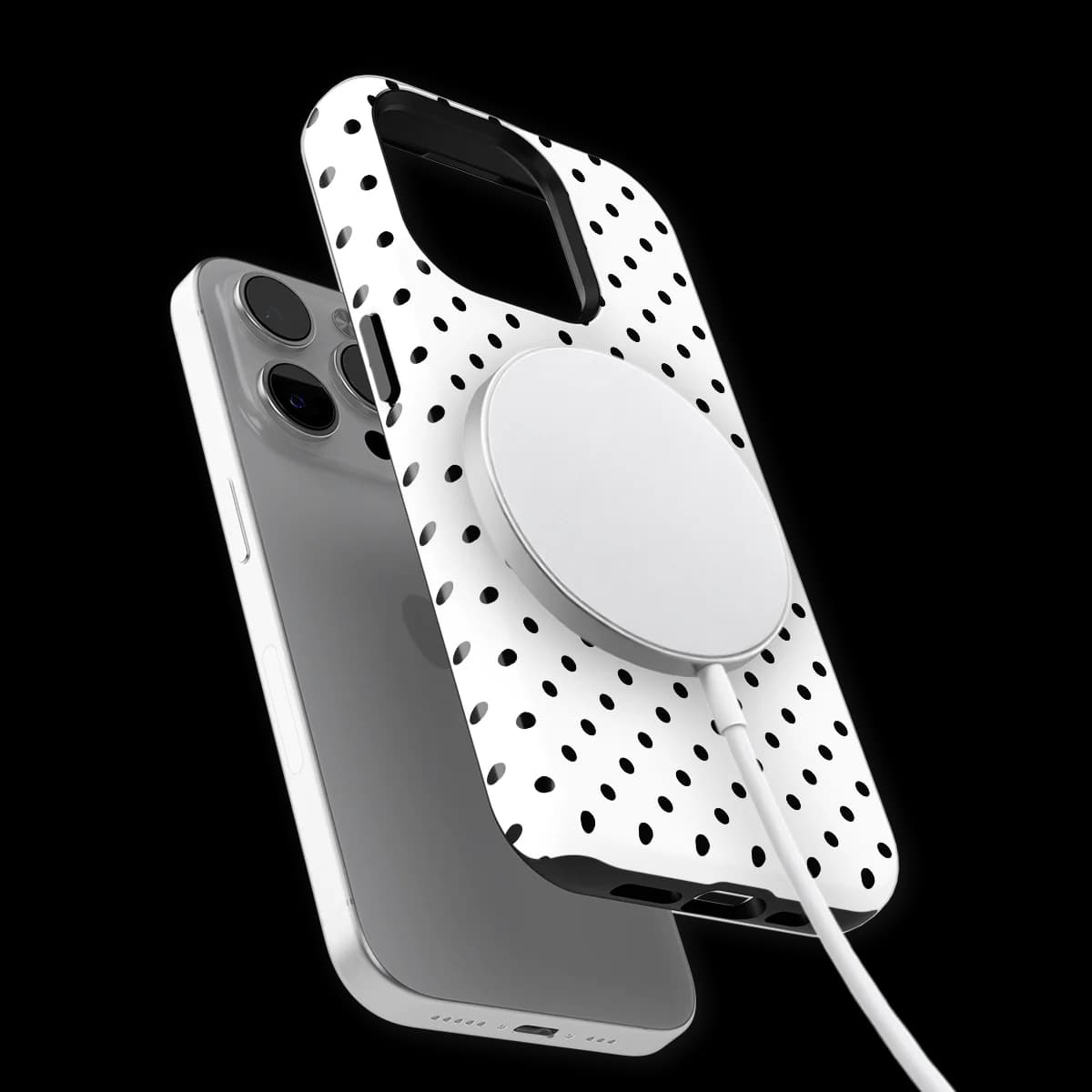 Polka Dots - Mono Dots - White/Black for iPhone 15 Pro