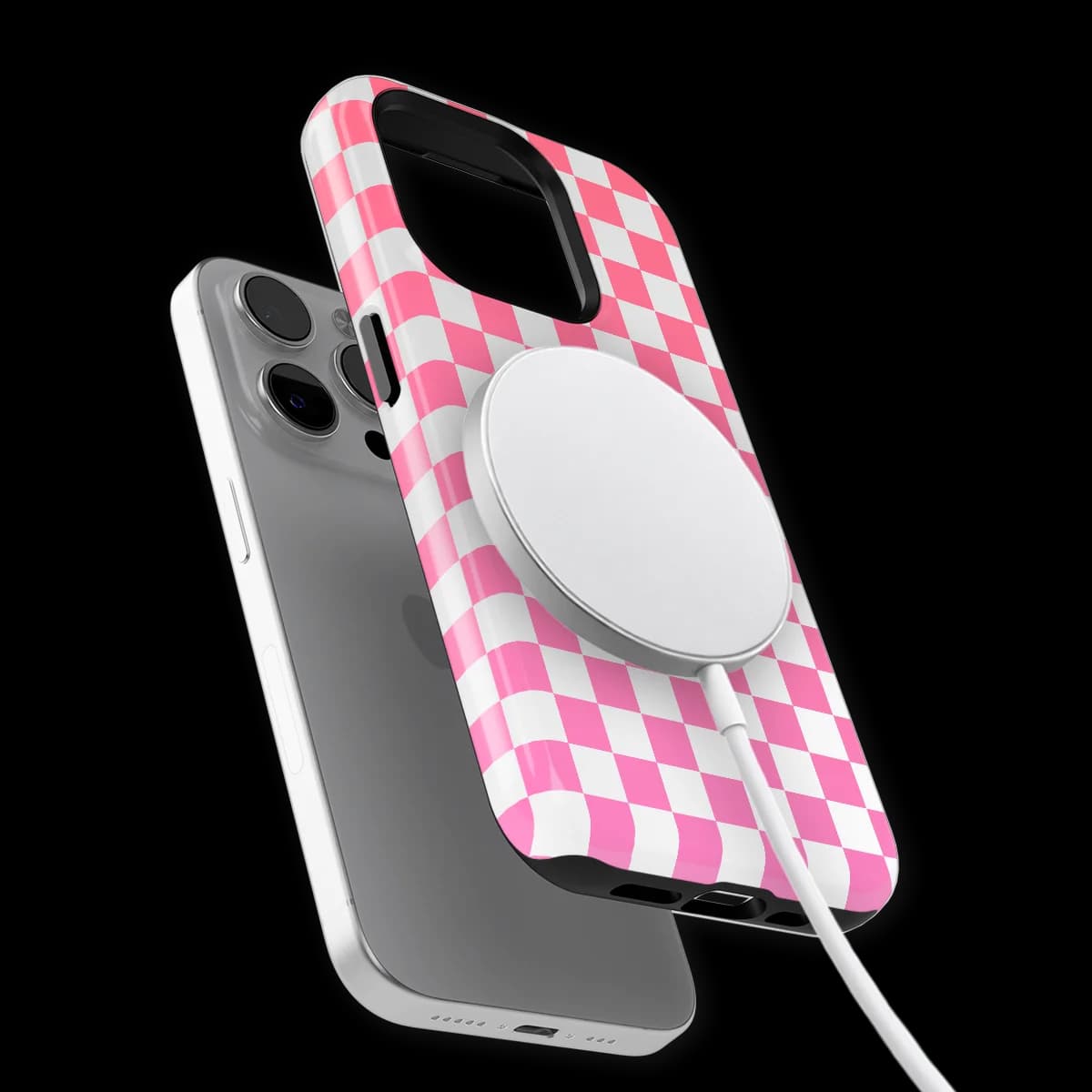 Tiny Squares - Pink Pop Grid - Pink/White/Multicolor for iPhone 15 Pro
