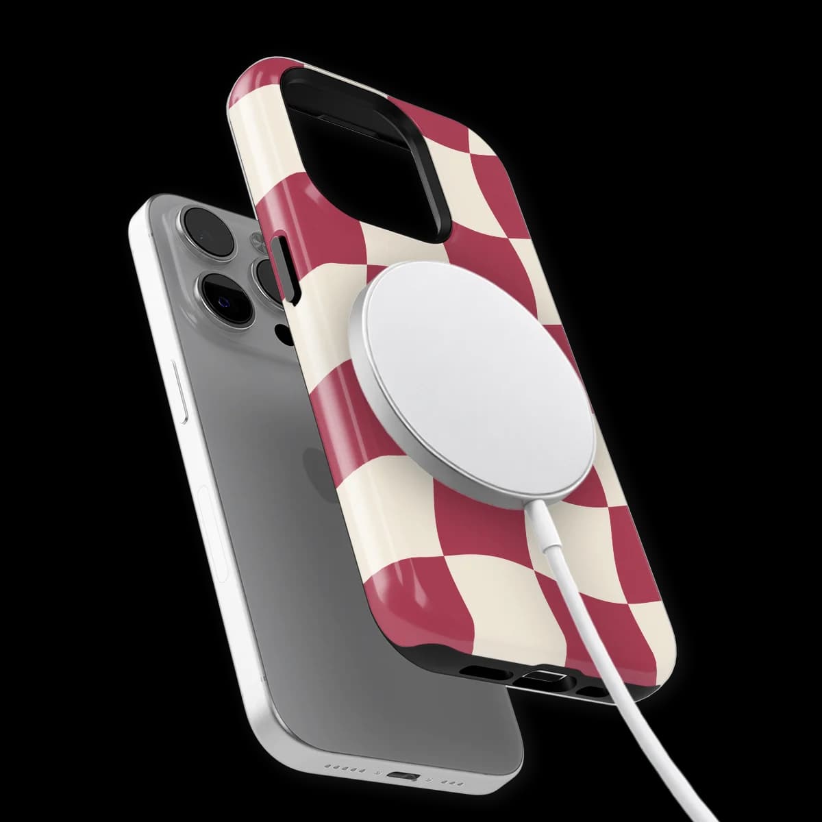 Checkered Warp - Crimson Wave - Red/White/Multicolor for iPhone 15 Pro Max