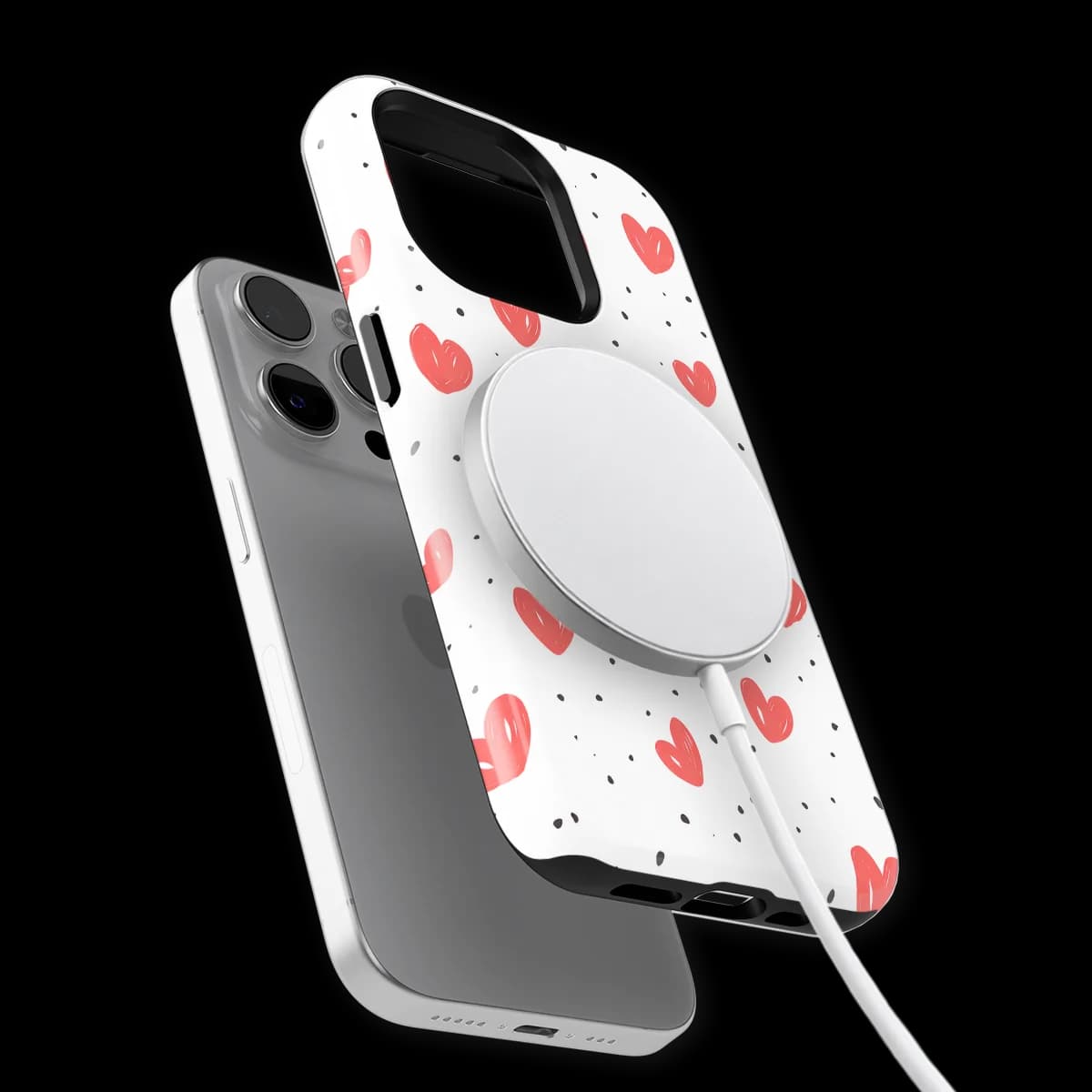 Little Love - Cherry Hearts - White/Red/Multicolor for iPhone 15 Pro Max