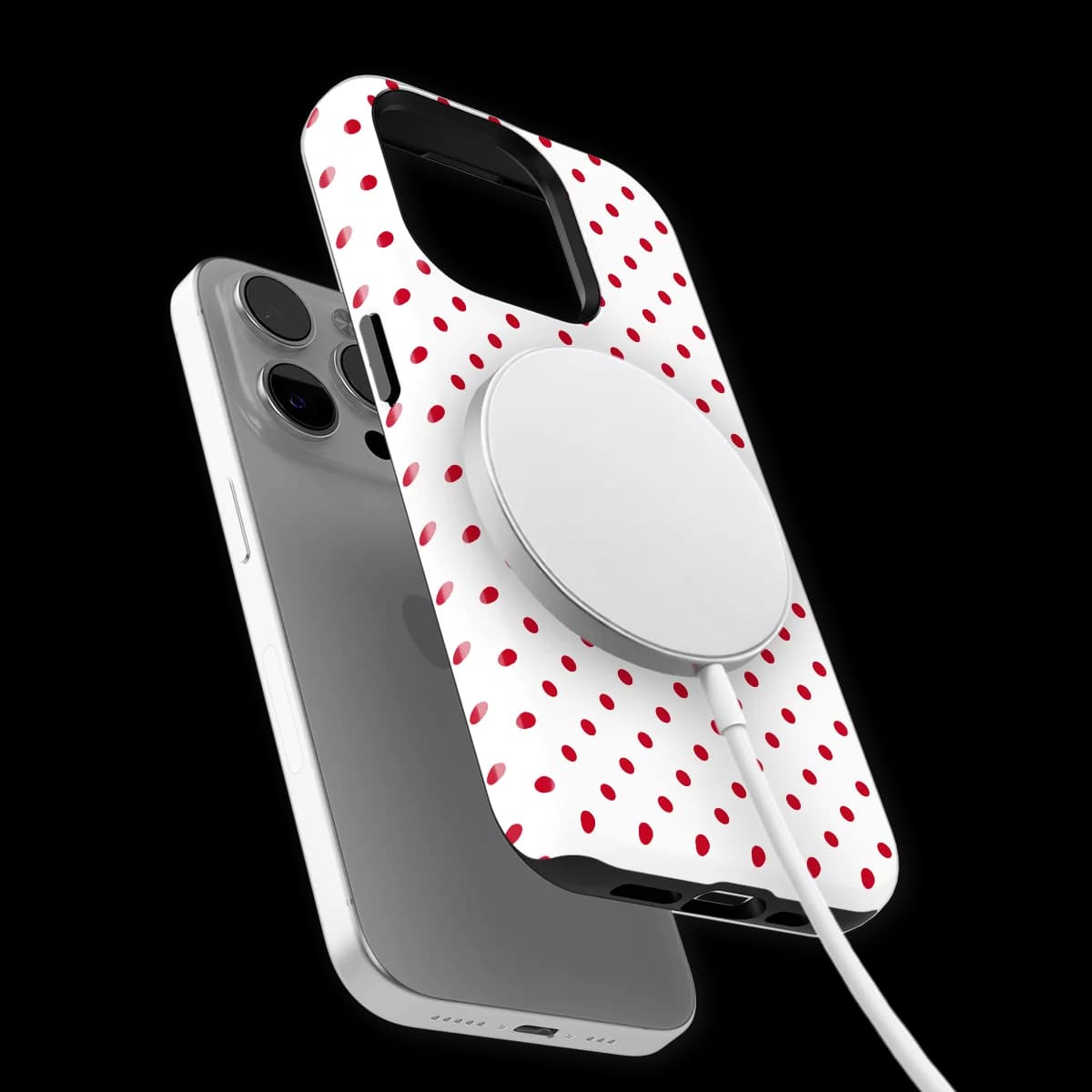 Polka Dots - Cherry Dots - White/Red for iPhone 15 Pro Max