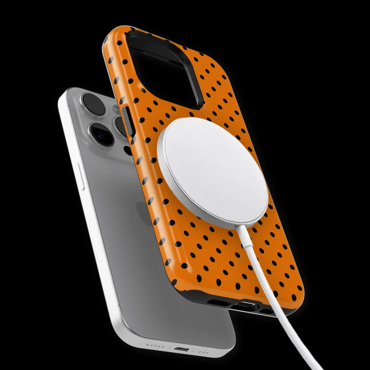 Polka Dots - Pumpkin Dots - Orange/Black for iPhone 15 Pro Max