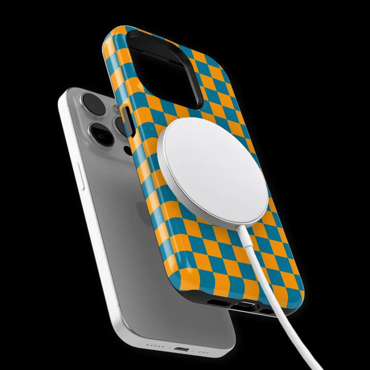 Tiny Squares - Petrol Pop - Orange/Blue/Multicolor for iPhone 15 Pro Max