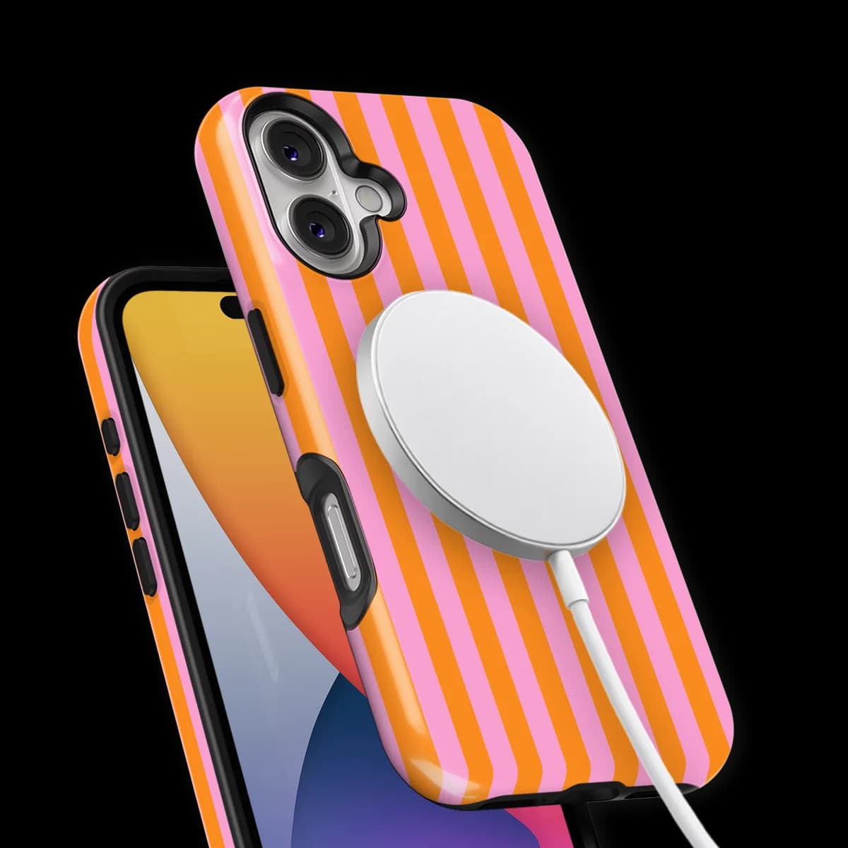 Stripes - Bubble Beam - Pink/Orange/Multicolor for iPhone 16 Plus