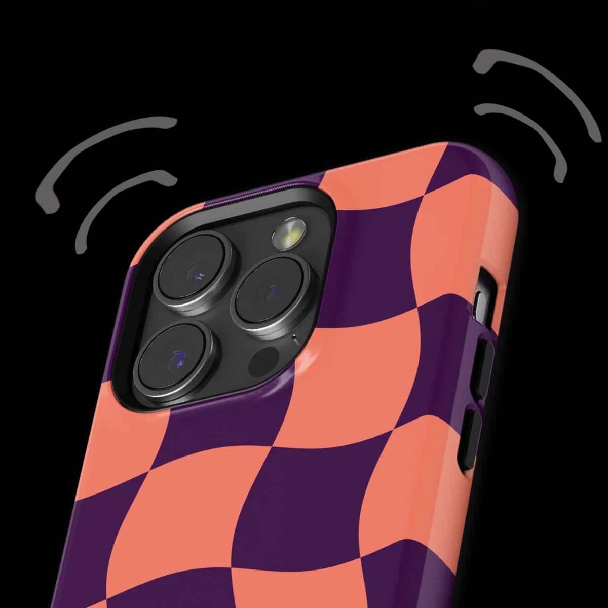 Checkered Warp - Check Flame - Purple/Pink/Multicolor for iPhone 15 Pro Max