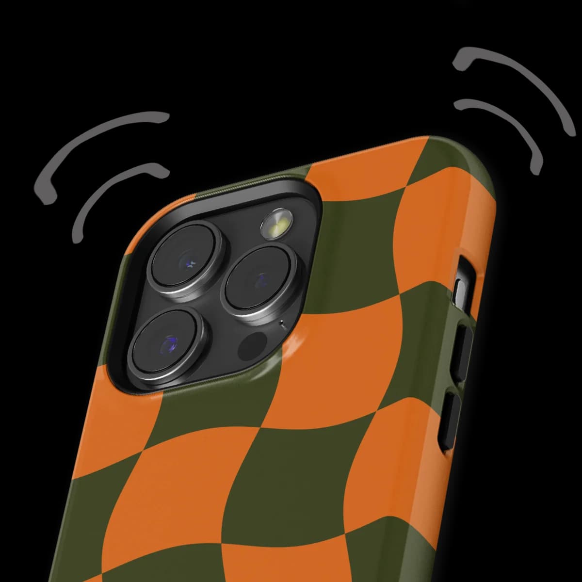 Checkered Warp - Pumpkin Pulse - Orange/Green/Multicolor for iPhone 15 Pro Max