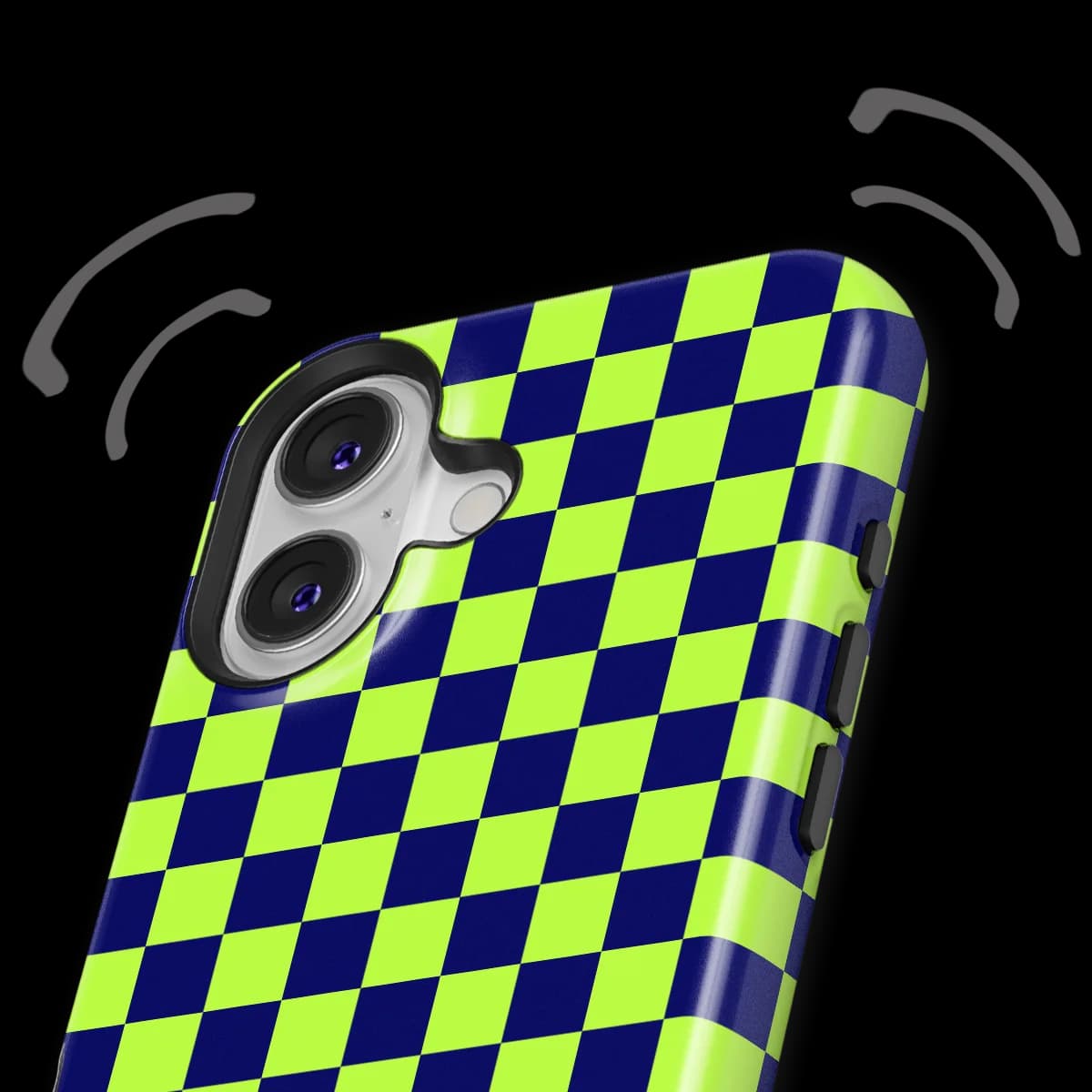 Tiny Squares - Acid Grid - Green/Blue/Multicolor for iPhone 16 Plus