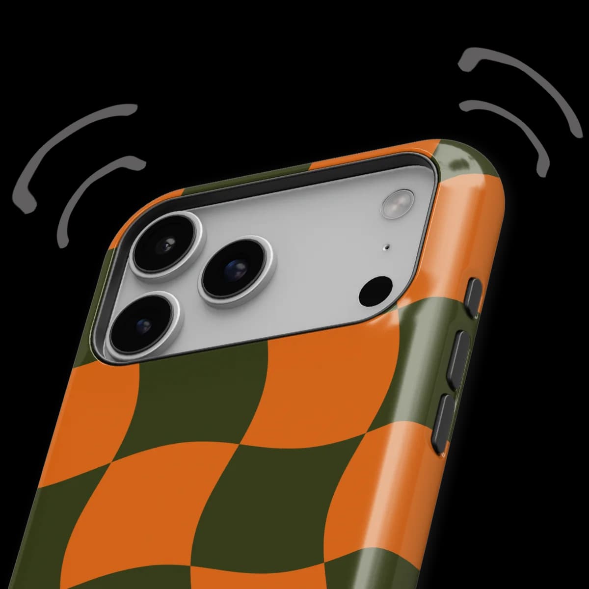 Checkered Warp - Pumpkin Pulse - Orange/Green/Multicolor for iPhone 17 Pro