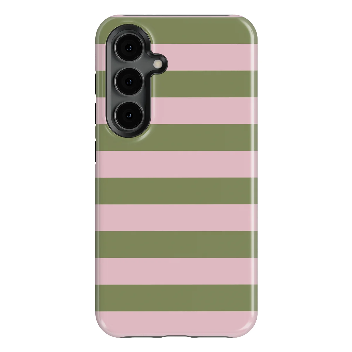 Studio Stripes - Olive Blush - Pink/Green/Multicolor case for Galaxy S24 - Image 1