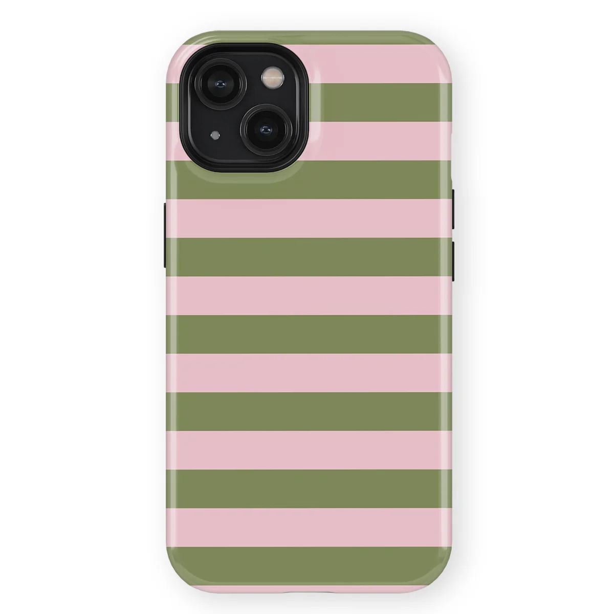 Studio Stripes - Olive Blush - Pink/Green/Multicolor case for iPhone 14 - Image 1