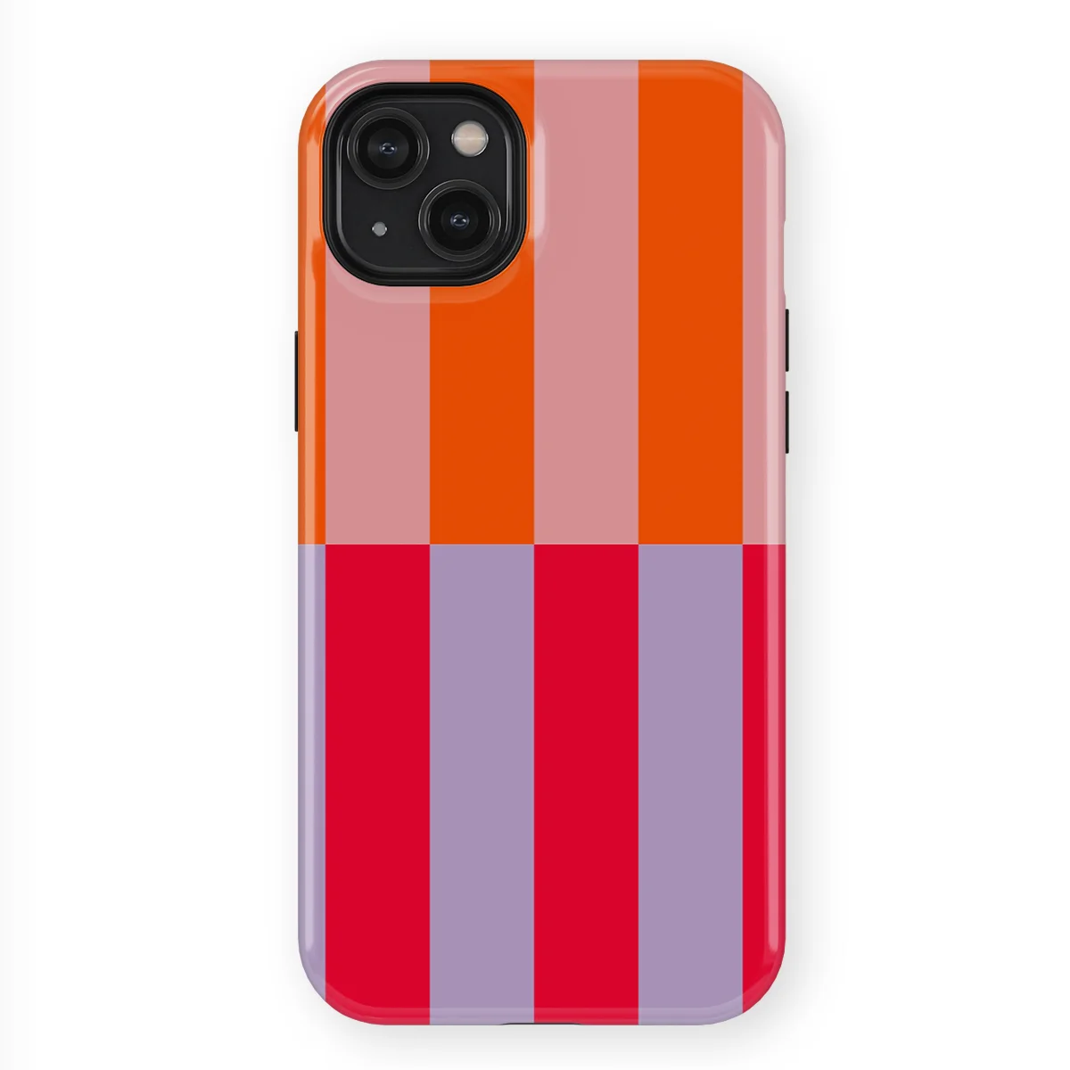 Offset Stripe - Sunset Clash - Orange/Purple/Red case for iPhone 14 Plus - Image 1