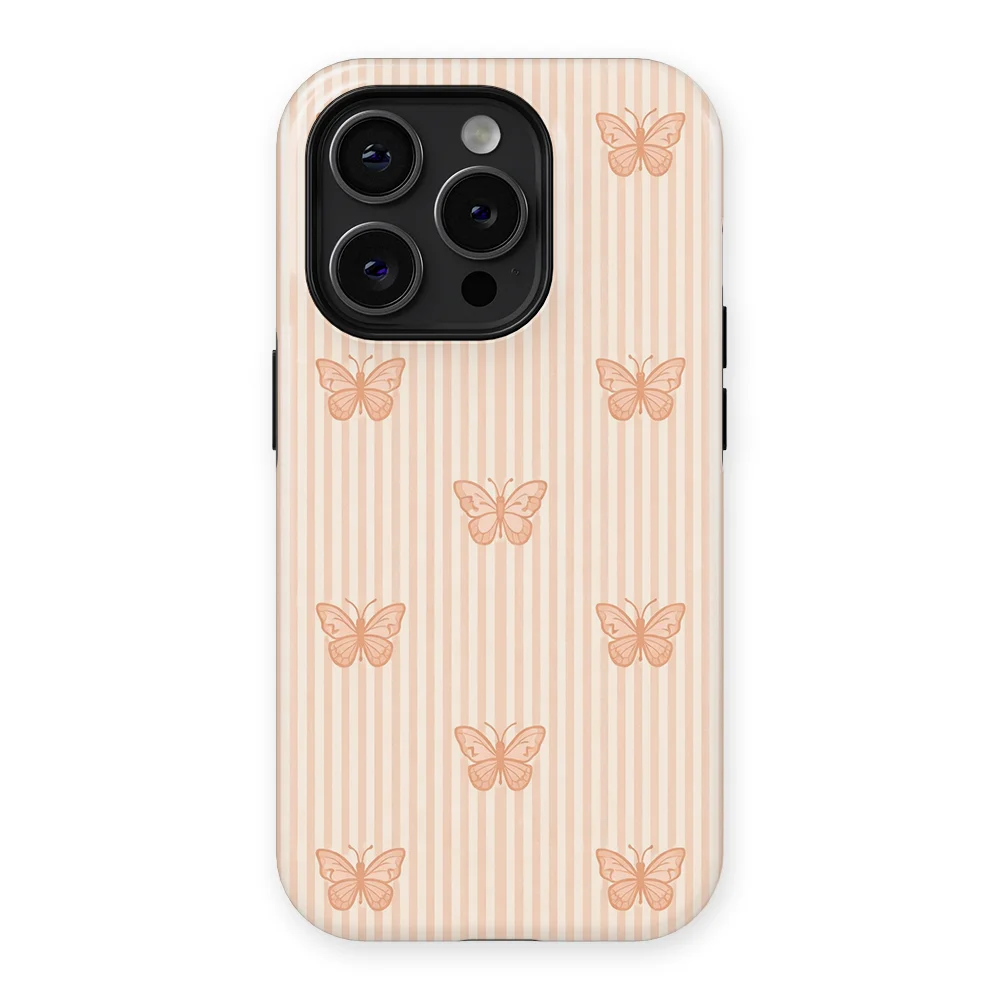Happy Stripes - Blush Butterfly - Brown case for iPhone 14 Pro Max - Image 1