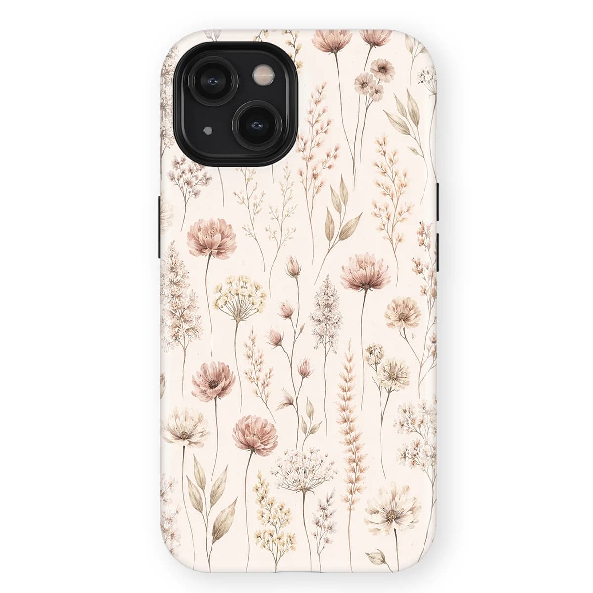 Watercolor Flowers - Beige Bloom - Beige/Brown for iPhone 15