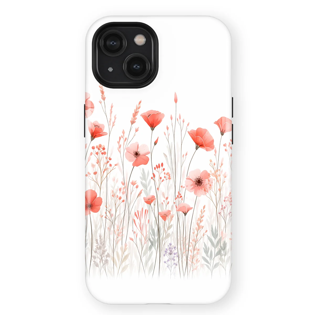 Watercolor Flowers - Blush Border - /Red/Multicolor case for iPhone 15 - Image 1