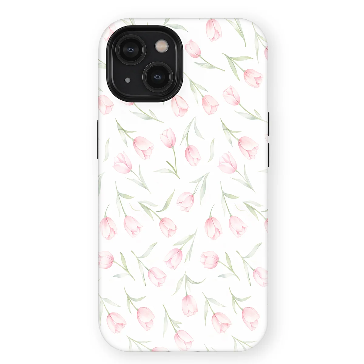 Watercolor Flowers - Soft Tulips - Pink/Green/Multicolor case for iPhone 15 - Image 1