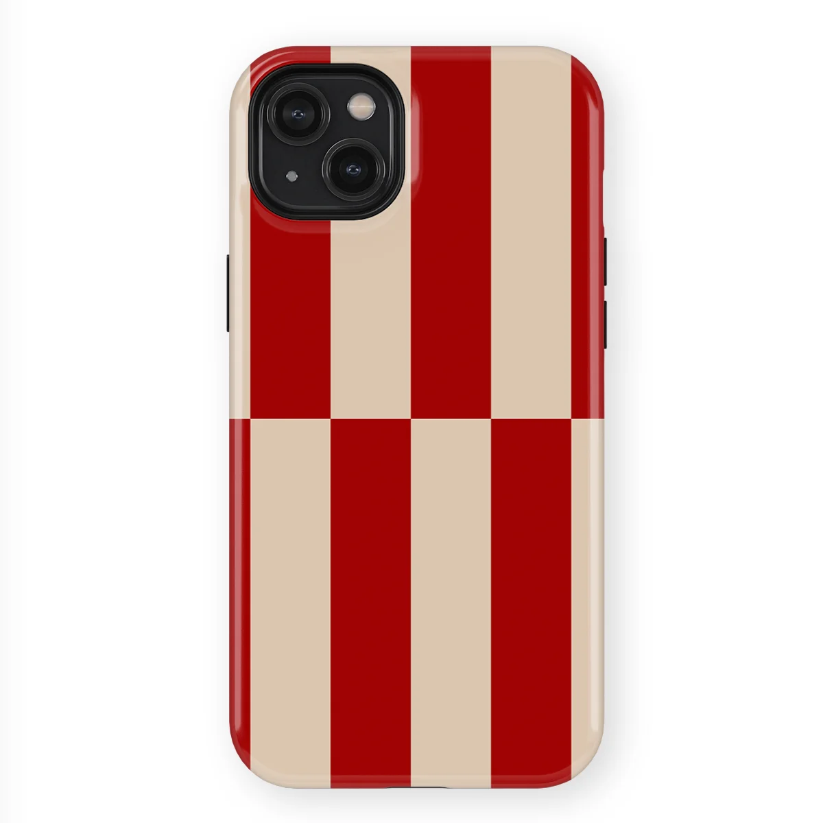 Offset Stripe - Scarlet Sand - Beige/Red/Multicolor case for iPhone 15 Plus - Image 1