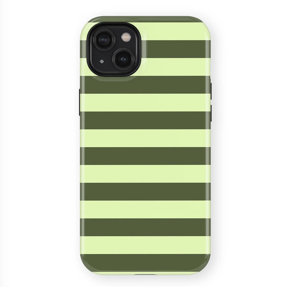 Studio Stripes - Fresh Moss - Green/Yellow/Multicolor case for iPhone 15 Plus - Image 1