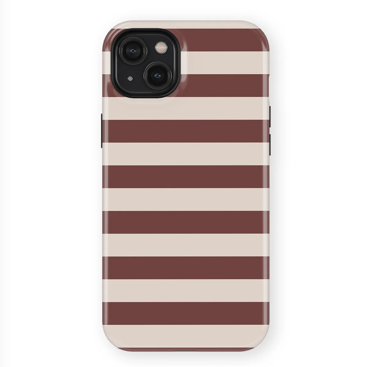 Studio Stripes - Mocha Mist - Brown/Grey/Multicolor case for iPhone 15 Plus - Image 1