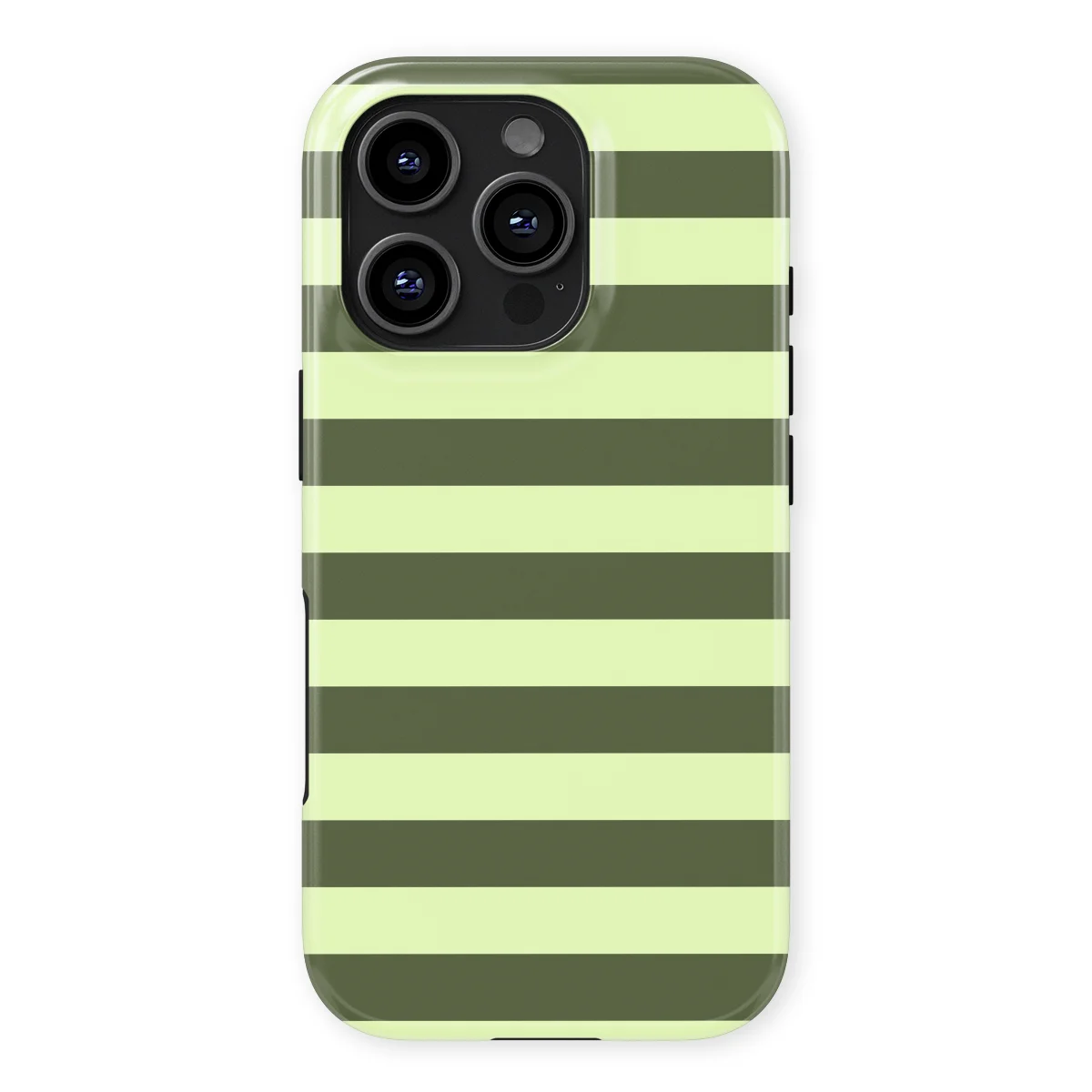 Studio Stripes - Fresh Moss - Green/Yellow/Multicolor case for iPhone 16 Pro Max - Image 1