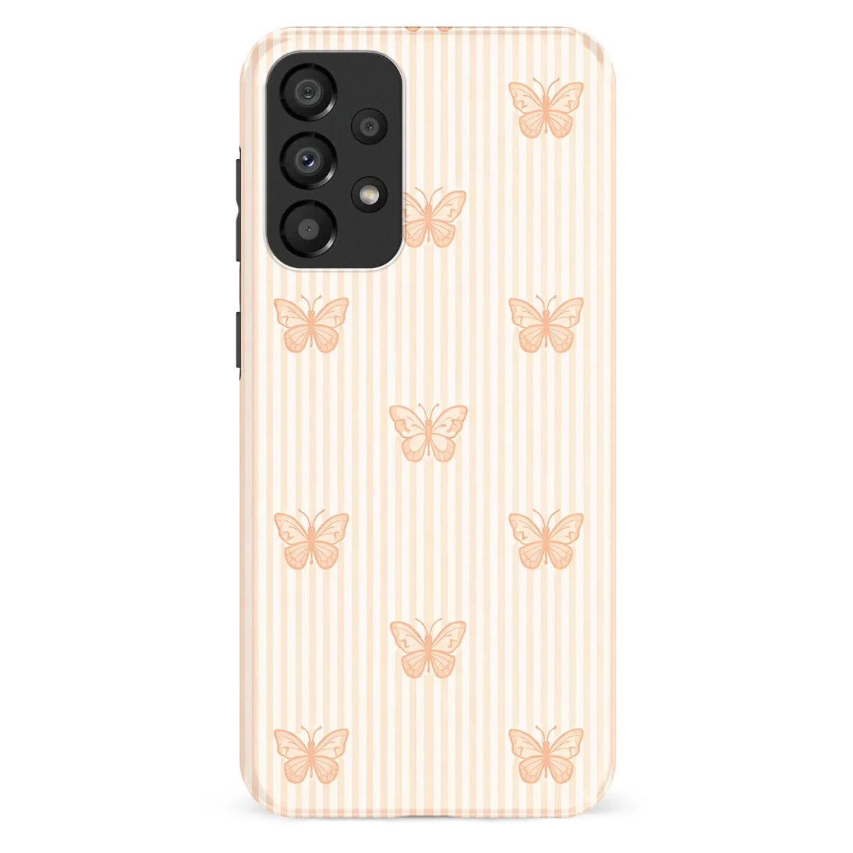 Happy Stripes - Blush Butterfly - Brown case for Galaxy A33 - Image 1