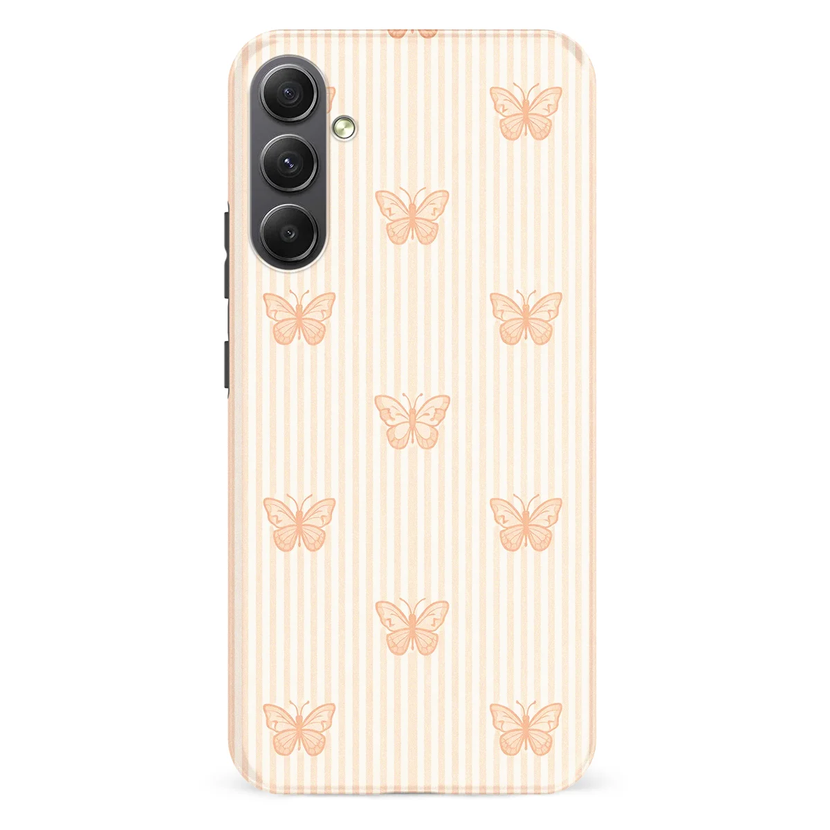 Happy Stripes - Blush Butterfly - Brown case for Galaxy A34 - Image 1