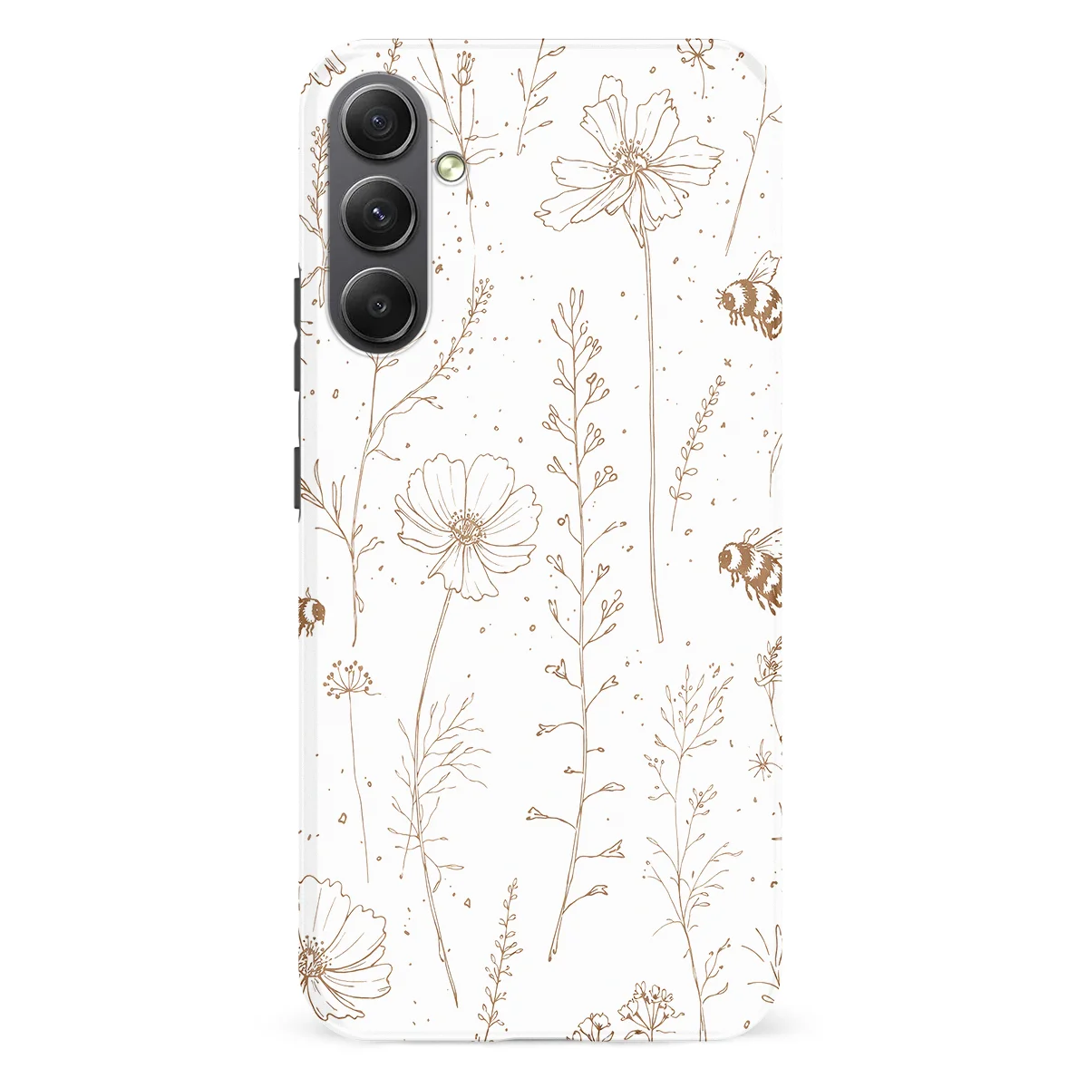 Watercolor Flowers - Meadow Sketch - Brown/White case for Galaxy A34 - Image 1