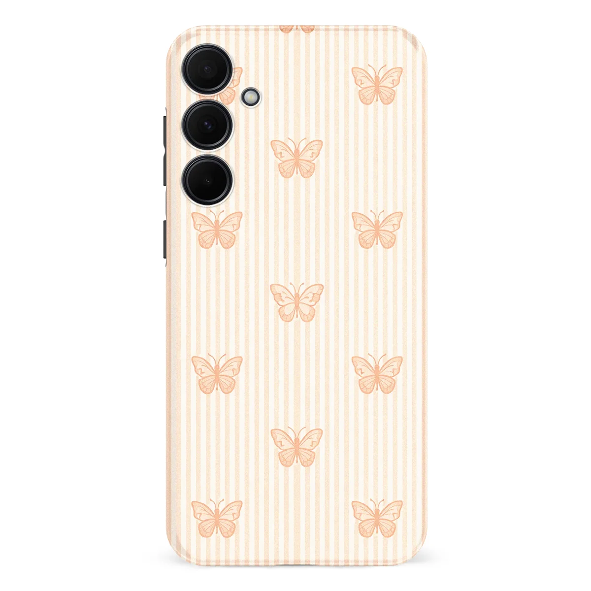 Happy Stripes - Blush Butterfly - Brown case for Galaxy A35 - Image 1
