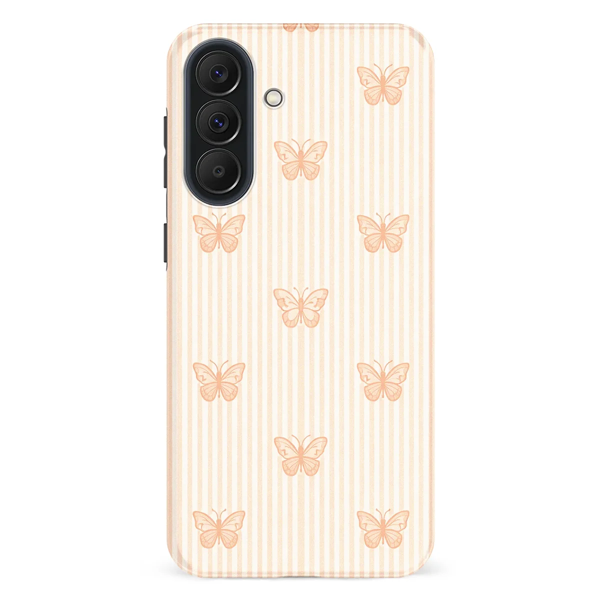 Happy Stripes - Blush Butterfly - Brown case for Galaxy A37 - Image 1