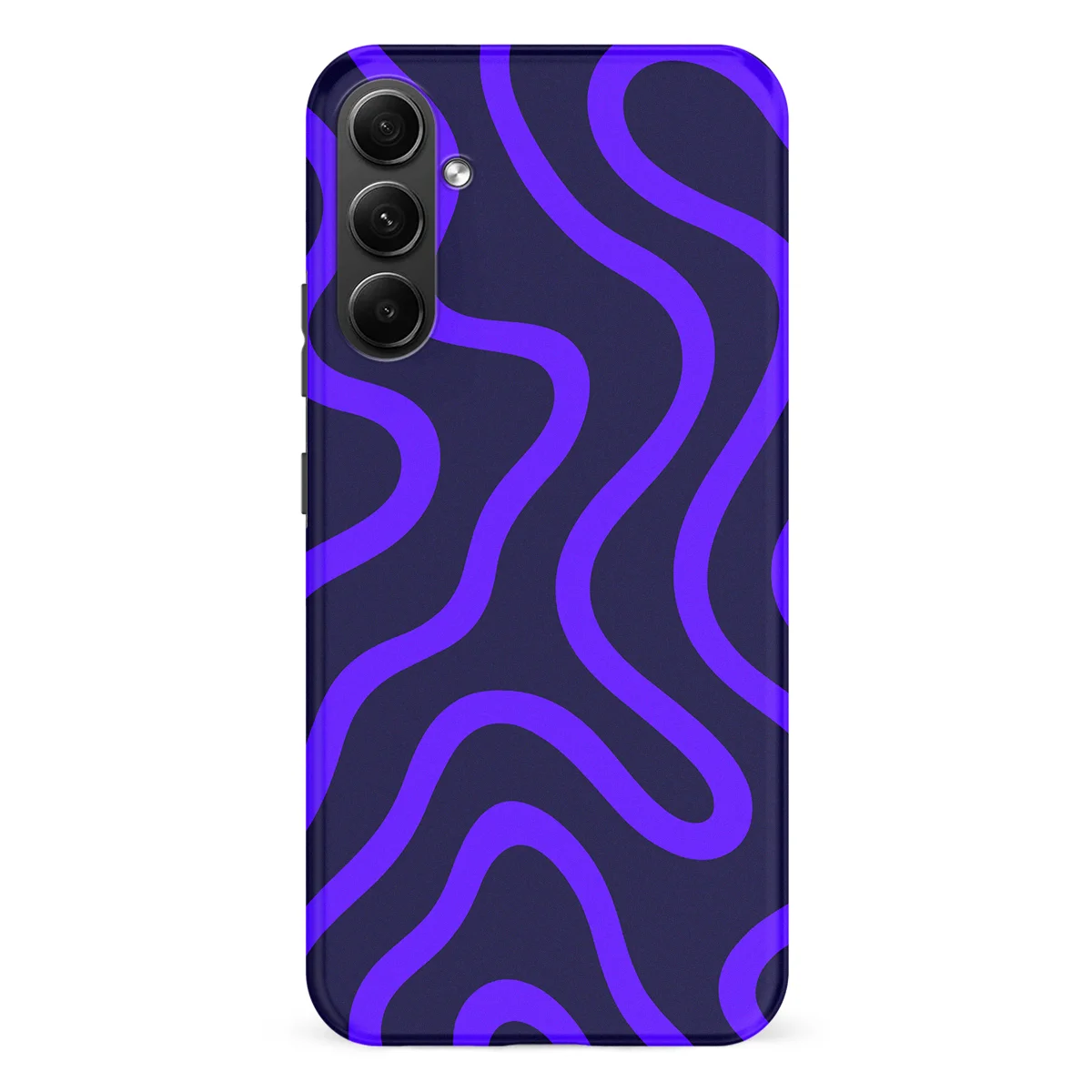 Curvy Lines - Electric Dusk - Black/Blue case for Galaxy A54 - Image 1
