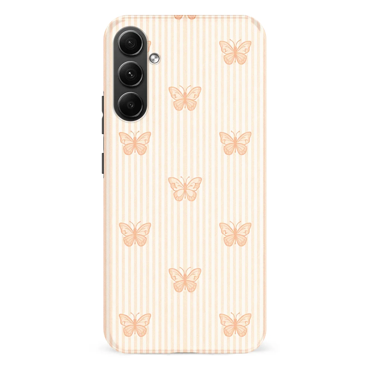 Happy Stripes - Blush Butterfly - Brown case for Galaxy A54 - Image 1