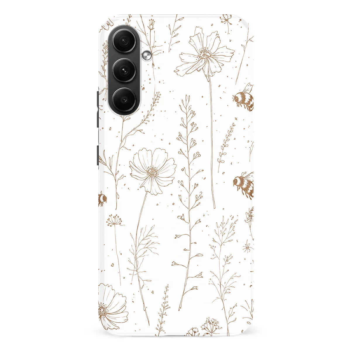 Watercolor Flowers - Meadow Sketch - Brown/White case for Galaxy A54 - Image 1