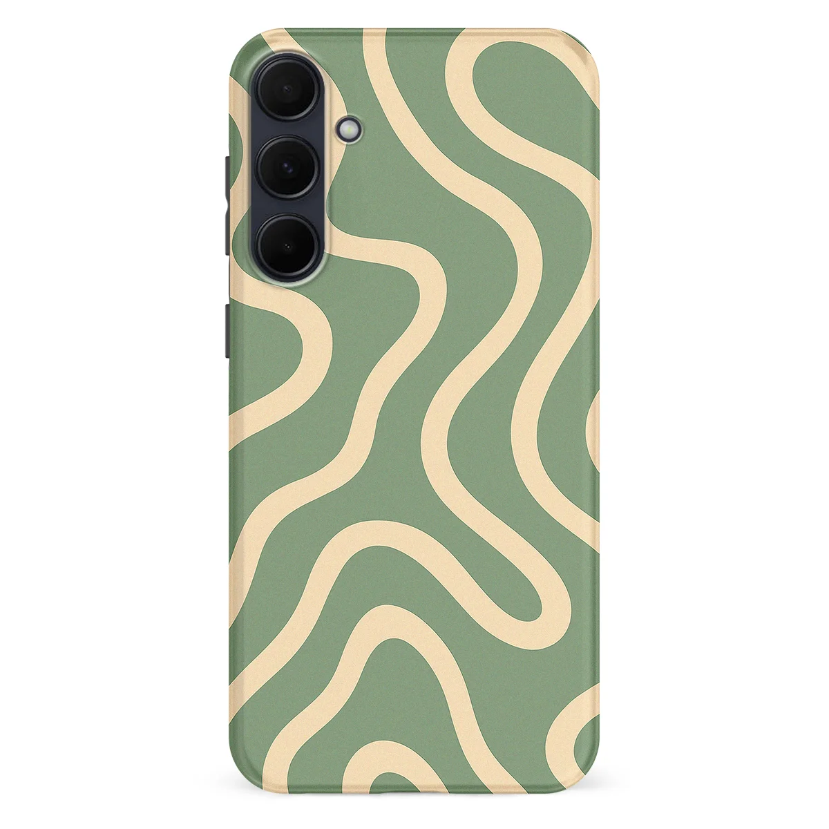 Curvy Lines - Olive Drift - Green/Beige case for Galaxy A55 - Image 1