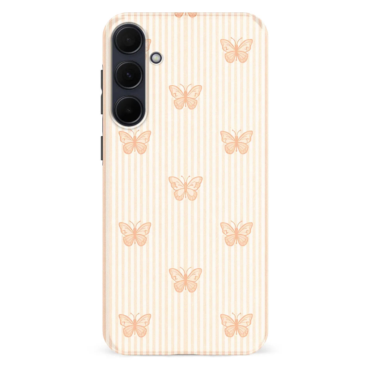 Happy Stripes - Blush Butterfly - Brown case for Galaxy A55 - Image 1