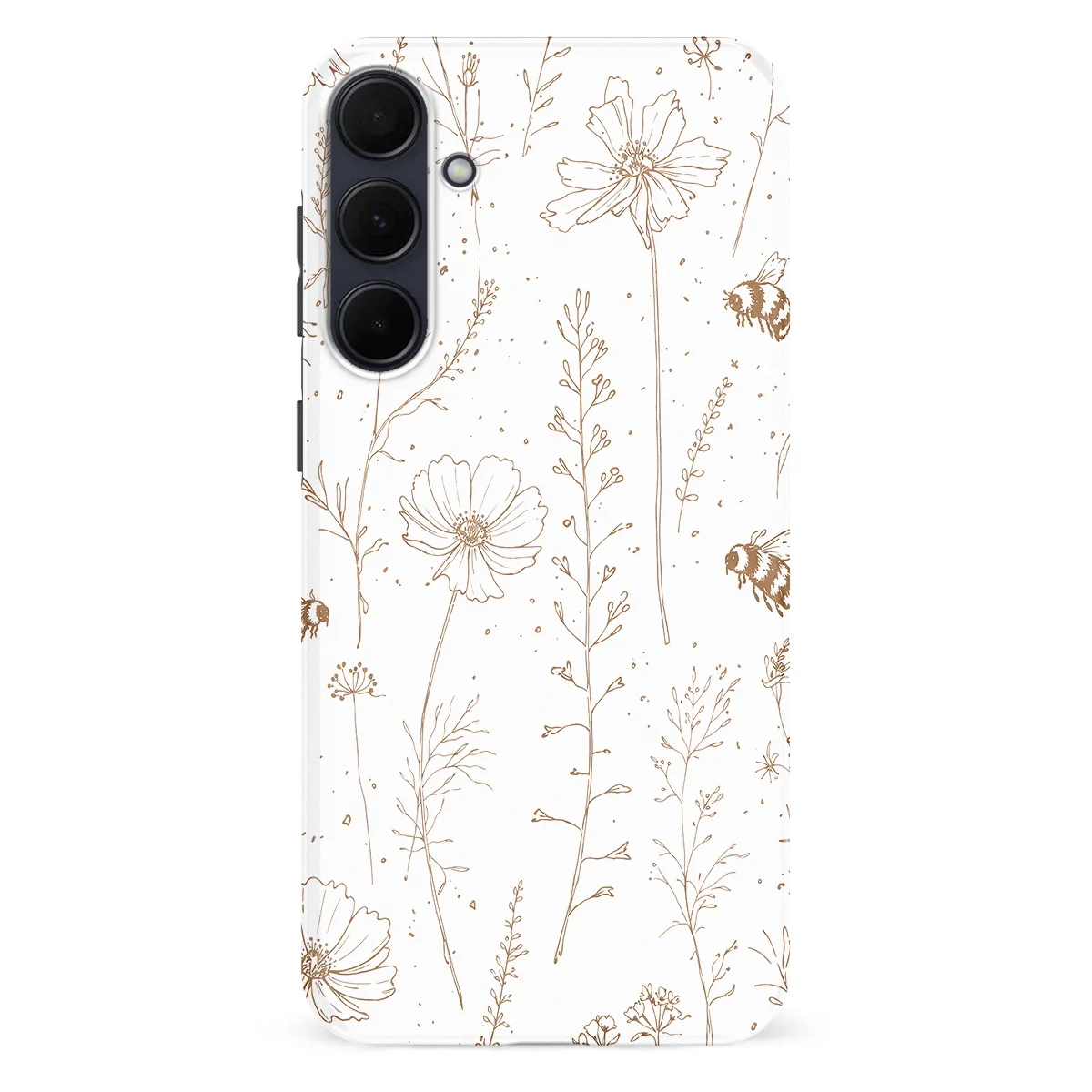 Watercolor Flowers - Meadow Sketch - Brown/White case for Galaxy A55 - Image 1