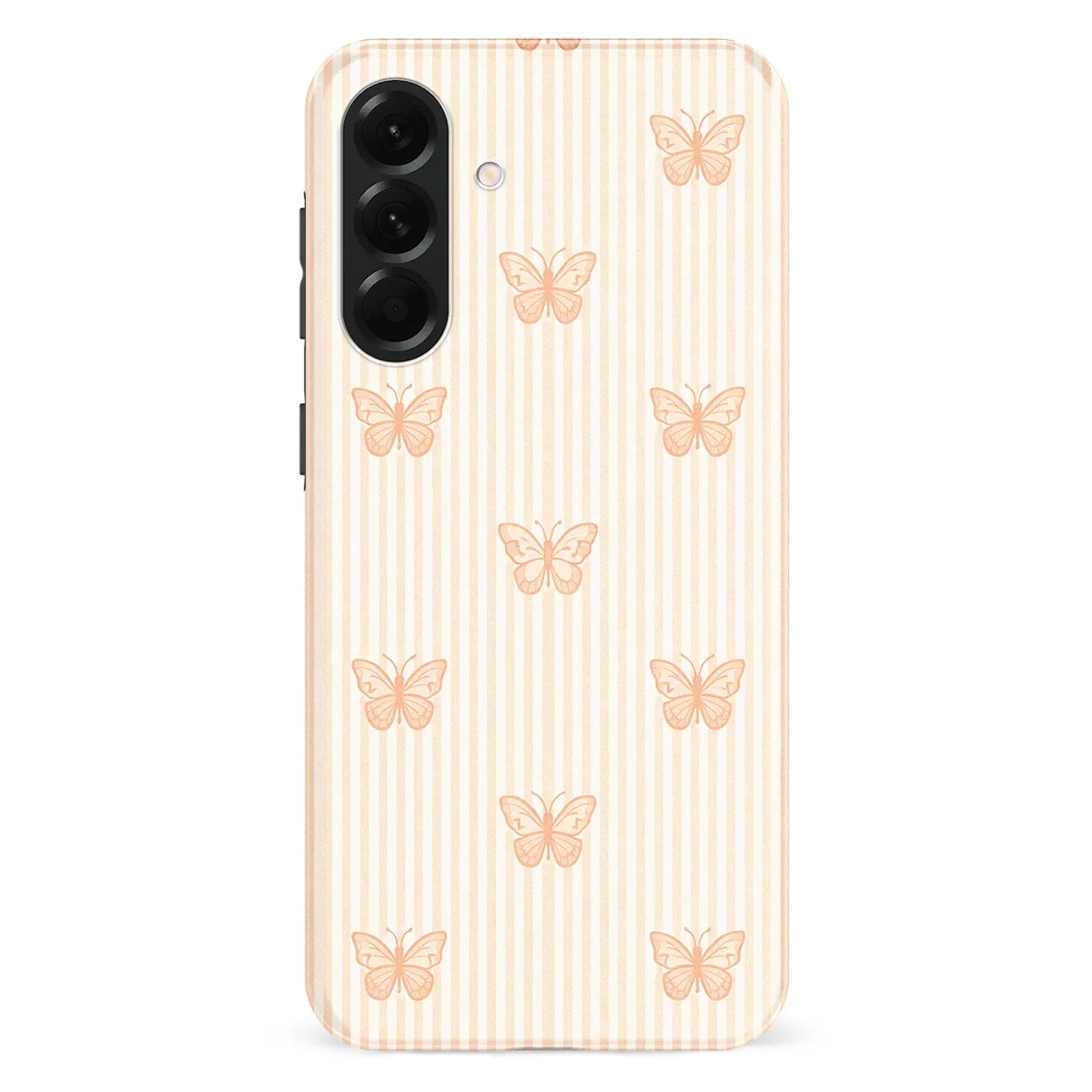 Happy Stripes - Blush Butterfly - Brown case for Galaxy A56 - Image 1